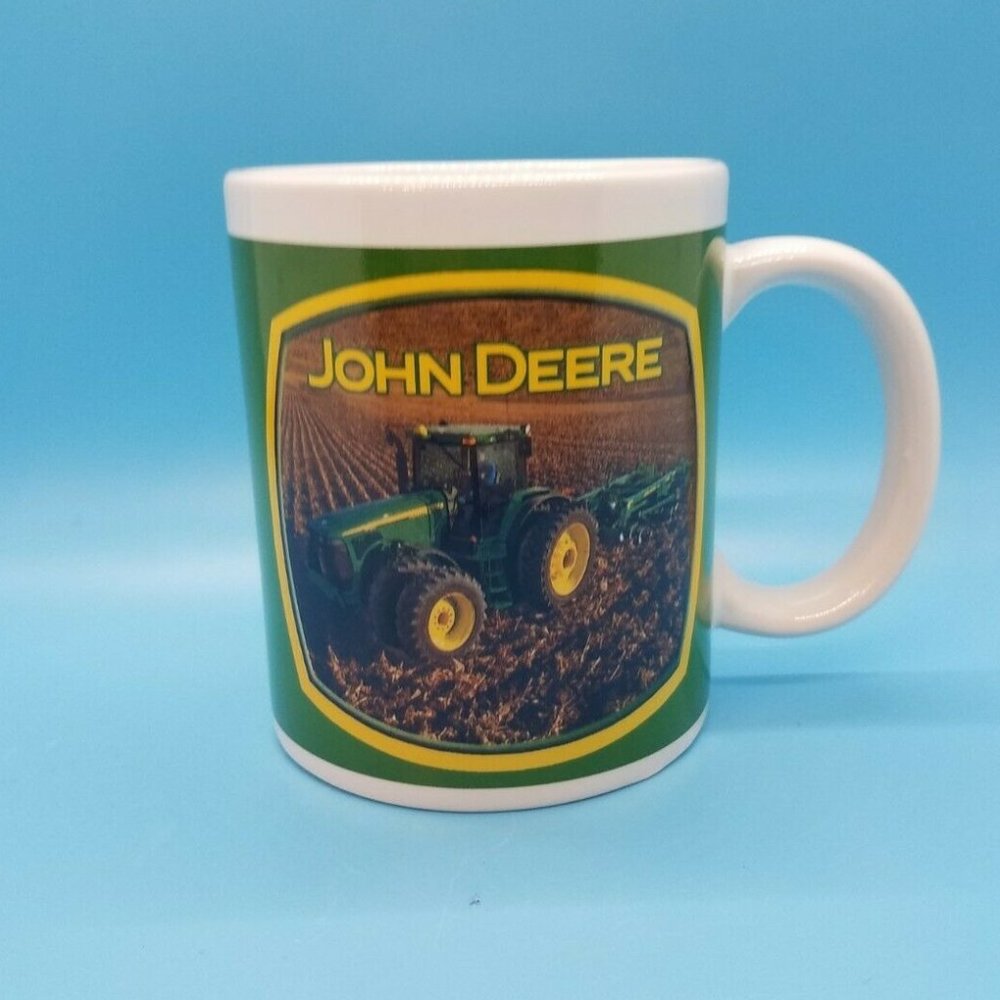 John Deere Ceramic Coffee Mug Tractor Farming 12oz Houston Harvest Green Yellow
